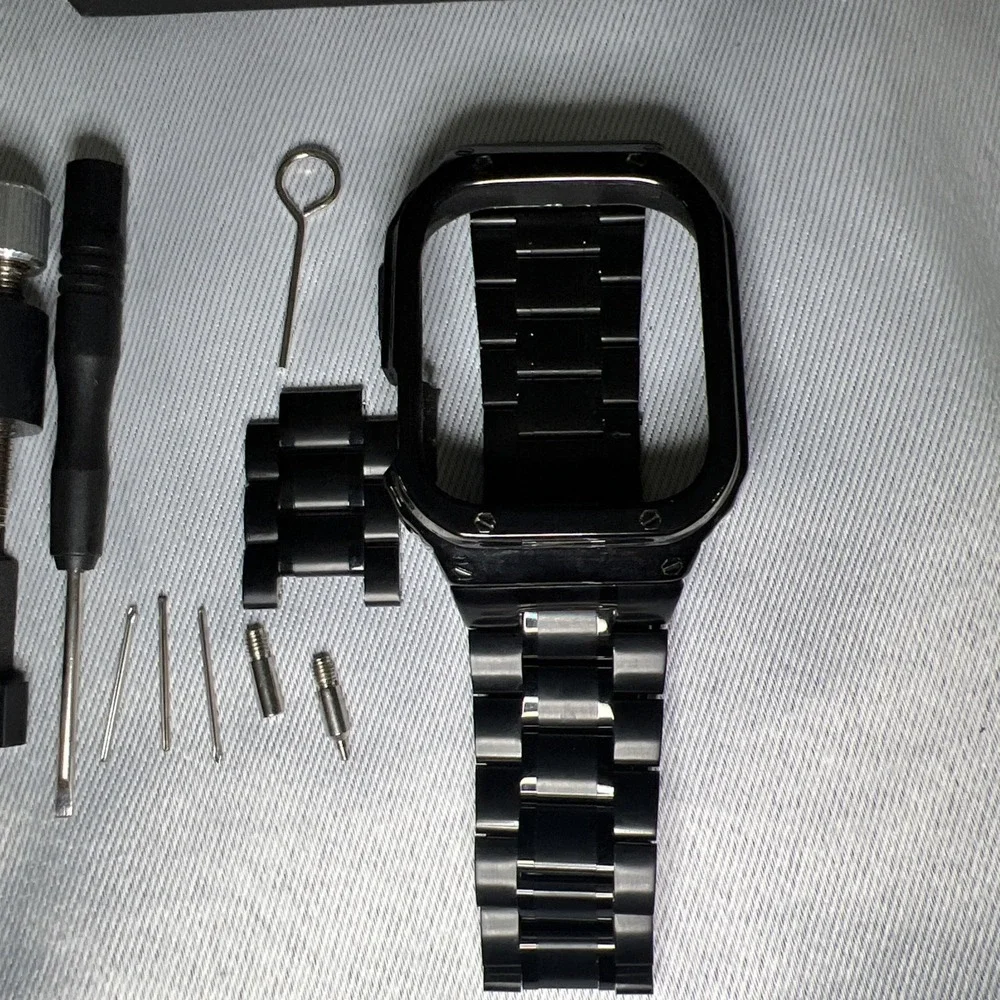 Stainless Steel Black Strap Cover Case For Apple Watch 42/44‎ MM